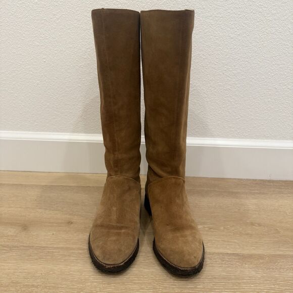 KORS Michael Kors Flat Tan Suede Pull-On Knee-High Boots Sz 6 - Picture 1 of 12